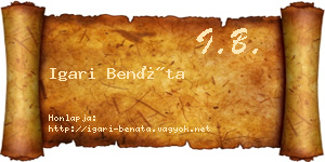 Igari Benáta névjegykártya